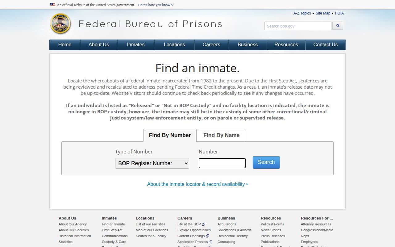 BOP federal release locator for Morrow County case research